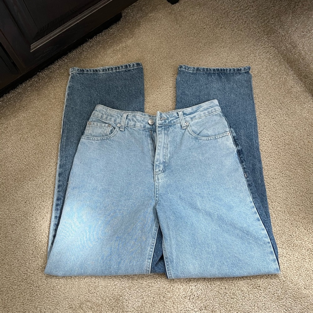 Two-tone wide leg jeans